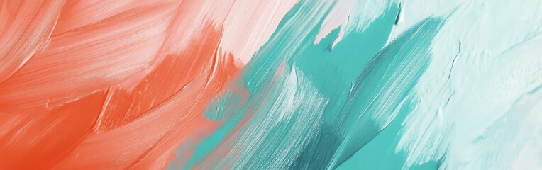 Leinwandbilder - Vibrant coral and teal gradient created with abstract pencil strokes conveying fluid movement and dynamic texture in artwork