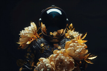 Wall Mural - image of cosmonaut in a protective spacesuit made generative ai