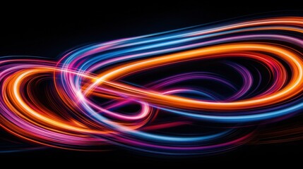 Poster - Vibrant Abstract Motion Blur with Colorful Neon Lights and Flowing Curves