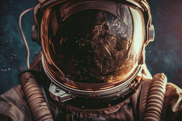 Wall Mural - Image of person in a protective spacesuit made generative AI