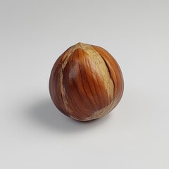 Poster - Roasted hazelnut with a rich brown shell and smooth golden interior on a pristine white background