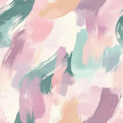Aufkleber - Serene watercolor doodle pattern with flowing brushstrokes in soft pastel tones for calming decor