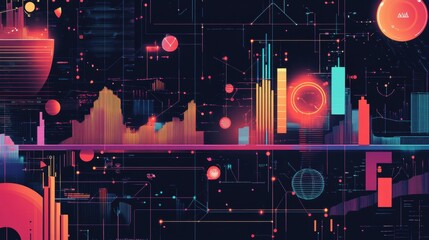 Poster - Innovative financial planning dashboard featuring advanced AI systems, futuristic graphs, and digital growth metrics for smart decision making