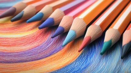 Poster - A vibrant close-up of colored pencil strokes on paper, showing bold and smooth lines blending seamlessly.