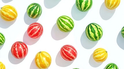 Poster - Watermelons isolated on a white background, presented with bright and vibrant colors