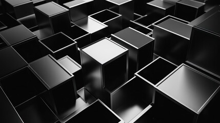 Wall Mural - Abstract Black Cube Pattern - Geometric Minimalism