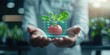 © Pixelbiz - Food safety inspection health concept. A person holds a digital representation of a tomato plant, symbolizing the fusion of technology and agriculture in modern farming practices.