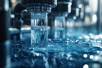 Poster - Dynamic water flow in factory environment showcasing innovative technology
