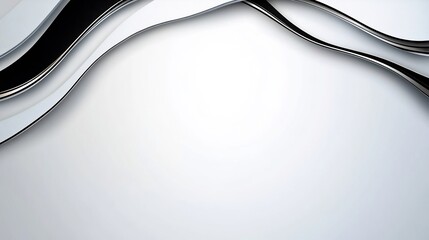 Poster - Abstract Waves on a Smooth Surface - Elegant, Flowing Lines on White