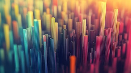 Poster - Abstract Cityscape of Colorful, Textured, 3D Bars