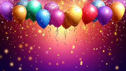Aufkleber - Colorful festive balloons and confetti create a vibrant celebration backdrop for joyful occasions and special moments. Generative AI