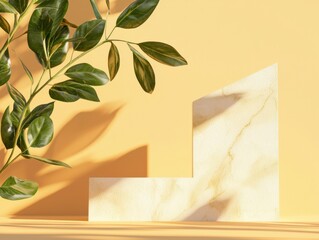 Poster - Elegant curved product display setups in minimalist interior product soft natural lighting contemporary design