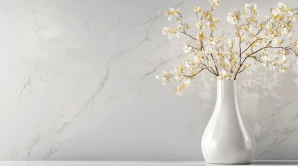 Poster - Elegant product showcase of white floral arrangement minimalist interior still life bright setting close-up view for home decor