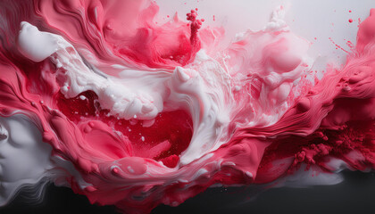 Wall Mural - abstract liquid pink white colorings paint history fluid artwork lush lava bloody sea wave