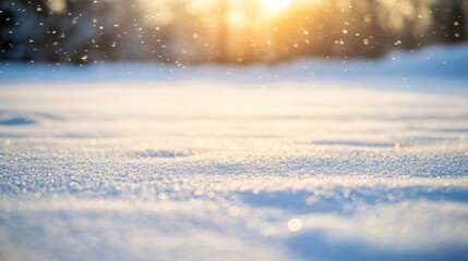 Aufkleber - A tranquil winter field blanketed in fresh snow while delicate snowflakes drift softly down in the serene atmosphere under a cloudy sky
