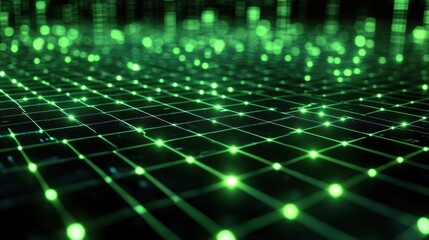 Poster - Abstract Green Grid Network Digital Technology Futuristic Data Visualization