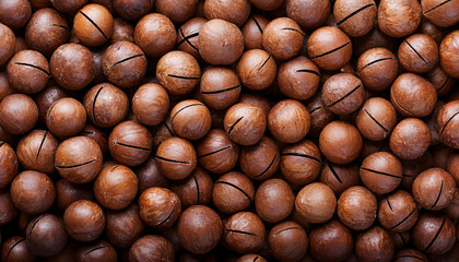 Wall Mural - background texture of fresh natural macadamia nuts