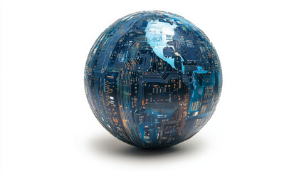 Poster - globe featuring circuit patterns, symbolizing technology and connectivity