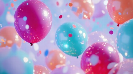 Poster - Celebratory atmosphere filled with colorful balloons, confetti, and lights for festive occasions and parties. Generative AI