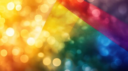 Poster - A colorful flag with rainbow stripes is displayed in a blurry