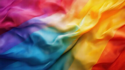 Poster - A colorful piece of fabric with rainbow stripes