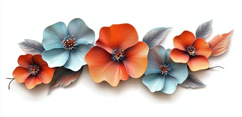 A captivating display of colorful flowers isolated on white for artistic use.