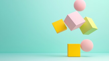 Poster - Dynamic floating shapes design minimalist studio 3d visualization bright background aesthetic concept