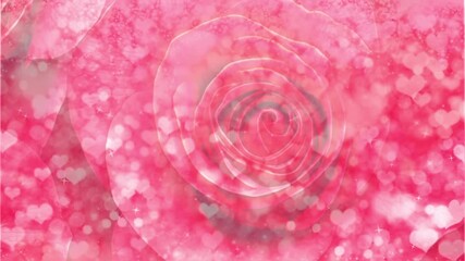 Leinwandbilder - Red Rose Petals Background with Hearts Overlay
