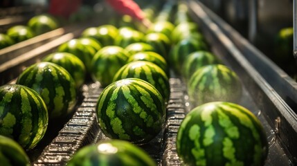 Wall Mural - Watermelons on a Conveyor Belt