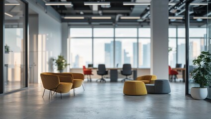 Canvas Print - Modern office interior with table and furniture in a spacious room