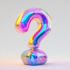 Fototapete - Illuminated question mark in vibrant glow, standing out against a white background, perfect for exploration and inquiry visuals.