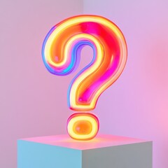 Fototapete - Illuminated question mark in vibrant glow, standing out against a white background, perfect for exploration and inquiry visuals.
