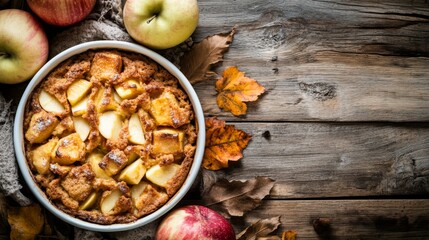 Wall Mural - Autumn Apple Bread Pudding: A Warm and Delicious Fall Dessert