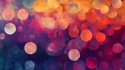 Canvas Print - Abstract background with colorful bokeh lights, blurred circles, vibrant colors, and gradient effect.