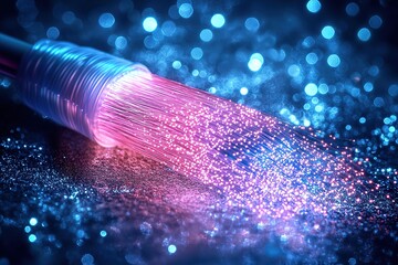 Aufkleber - optic fiber cable connection creates a mesmerizing technology background, with its intricate web of glowing fibers intertwining to form a futuristic network, evoking a sense of innovation, hd image