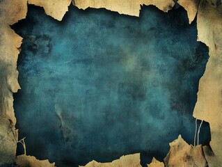 Wall Mural - Abstract Teal Background With Gold Torn Edges