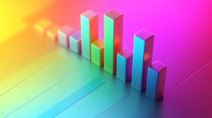 Poster - An engaging D bar graph illustrating market trends, with detailed textures on the bars and a gradient color scheme that enhances the visual impact of the data.