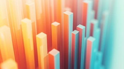 Poster - An engaging D bar graph illustrating market trends, with detailed textures on the bars and a gradient color scheme that enhances the visual impact of the data.