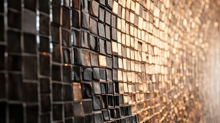 Stunning Mosaic Wall Design with Golden Tiles