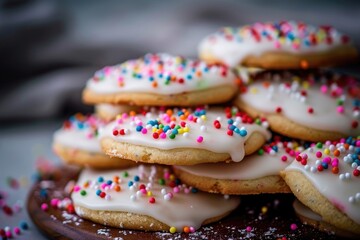 Wall Mural - Fourth of July Sugar Cookies with Creamy Frosting and Red, White, and Blue Sprinkles