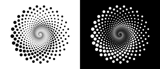 Leinwandbilder - modern abstract background. halftone dots in circle form. spiral logo, icon or design element. black