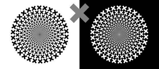 Leinwandbilder - abstract vector circle with crosses as logo or icon, design element. black shape on a white backgrou