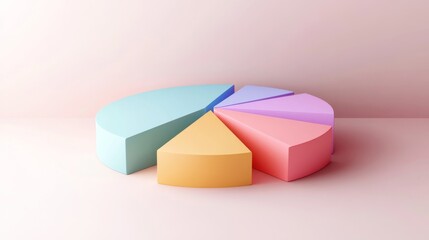 Poster - a clean and minimalist d pie chart showcasing statistical data, with a soft shadow effect and evenly