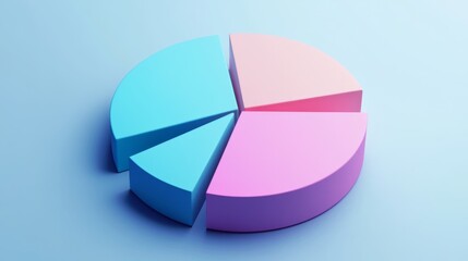 Poster - a clean and minimalist d pie chart showcasing statistical data, with a soft shadow effect and evenly
