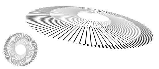 Fototapete - Spiral with black lines as dynamic abstract vector background or logo or icon. Abstract background with lines in circle. Artistic illustration with perspective on white background.