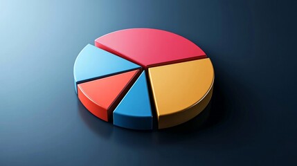 Poster - a clean and minimalist d pie chart showcasing statistical data, with a soft shadow effect and evenly