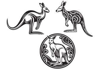 Wall Mural - kangaroo silhouette vector illustration, kangaroo vector logo design, kangaroo silhouette vector, se