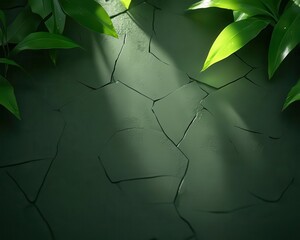 Poster - A dynamic light and shadow composition symbolizing rebirth, with vibrant shoots emerging from fractured earth.