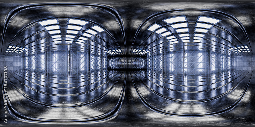 warehouse, corridor. 360 degree panorama in the interior of the level ...