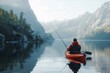 © Ruslan - Solo kayaker fishing in the middle of a tranquil lake